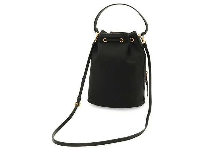 Borsa a secchiello Prada in tela nera Nero - vista 2