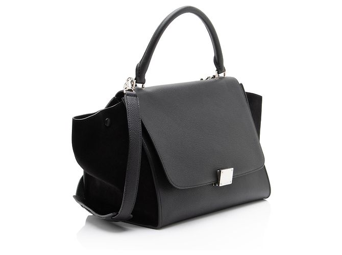 Céline Bolsa Trapeze Medium em couro de bezerro Celine Preto - vista 2