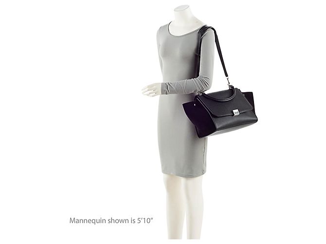 Céline Bolsa Trapeze Medium em couro de bezerro Celine Preto - vista 5