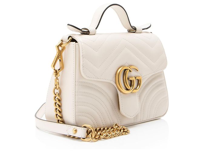 Mini borsa Top Handle GG Marmont in pelle matelassé Gucci Bianco - vista 2