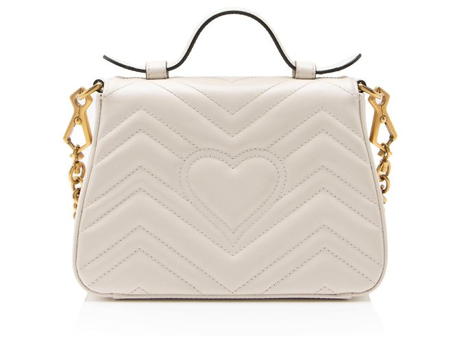 Mini borsa Top Handle GG Marmont in pelle matelassé Gucci Bianco - vista 3