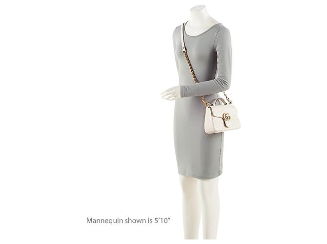 Mini borsa Top Handle GG Marmont in pelle matelassé Gucci Bianco - vista 5