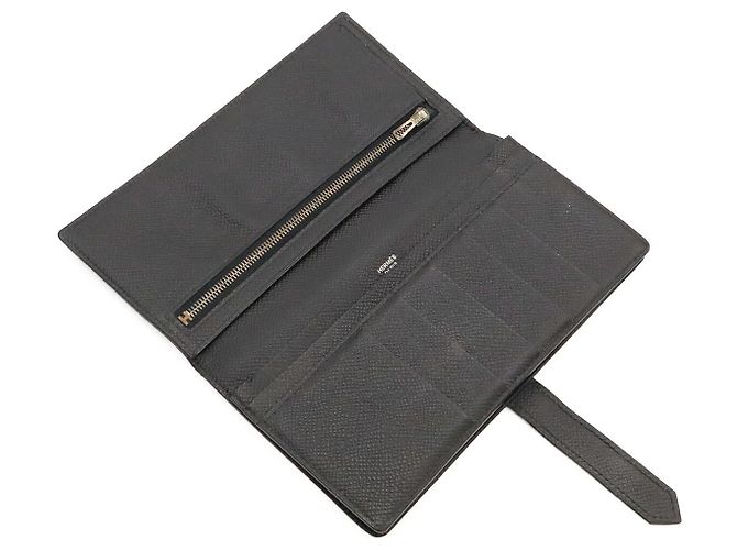 Hermès Hermes Bearn Soufflet langes Portemonnaie Schwarz - Ansicht 6