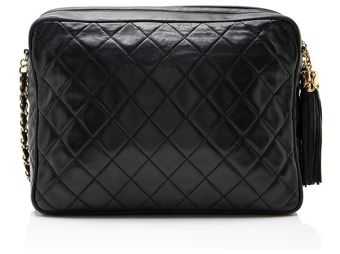 Chanel Vintage Camera Bag aus Lammleder mit Quaste Schwarz - Ansicht 3