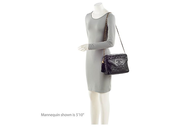 Chanel Vintage Camera Bag aus Lammleder mit Quaste Schwarz - Ansicht 5