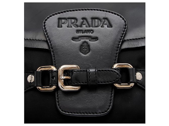 Prada Vintage Tessuto Small Shoulder Bag Nero - vista 8