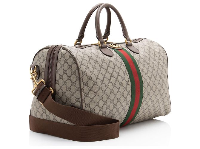 Gucci GG Supreme Savoy Medium Duffle Marrone Beige - vista 2