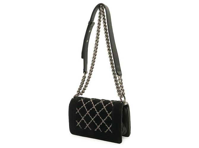 Borsa a tracolla con catena Chanel Boy Matelassé Nero - vista 2