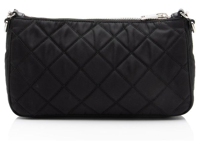 Borsa Hobo Prada in Tessuto Impuntato trapuntato Nero - vista 3