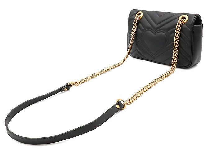 Borsa a tracolla con catena Gucci GG Marmont Nero - vista 2