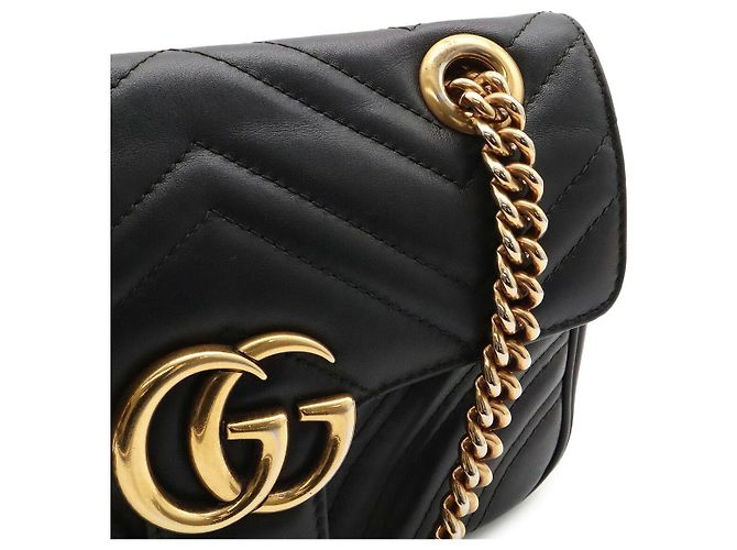 Borsa a tracolla con catena Gucci GG Marmont Nero - vista 5