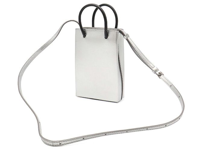 Borsa crossbody porta telefono Balenciaga Argento Metallico - vista 2