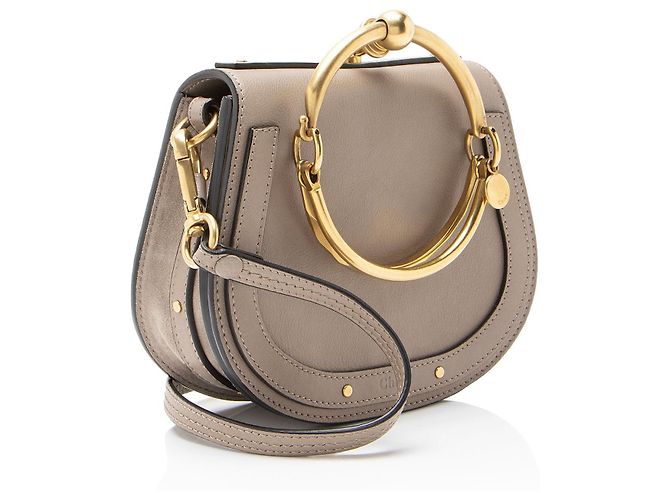 Chloé Borsa polso Nile Small in pelle di vitello scamosciata Chloe Grigio - vista 2