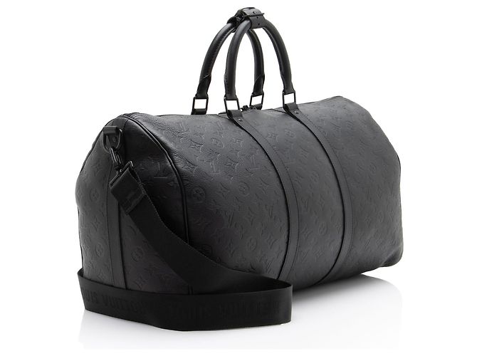 Louis Vuitton Monogram Shadow Keepall Bandouliere 50 Duffle Nero - vista 2