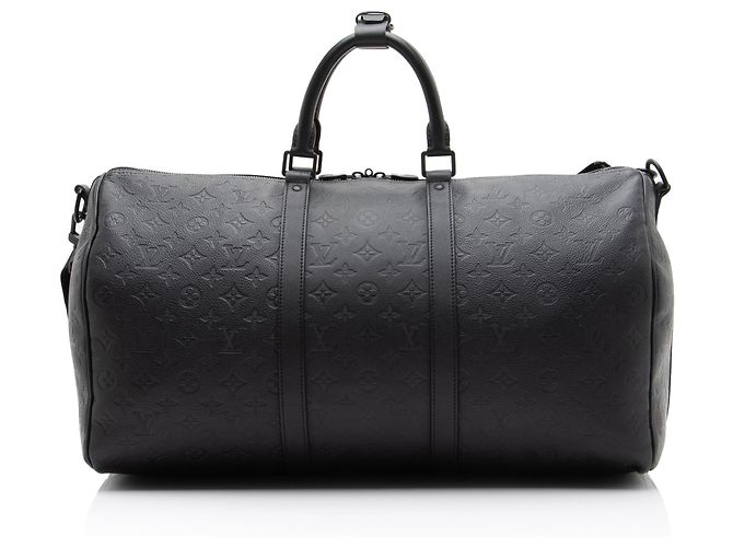Louis Vuitton Monogram Shadow Keepall Bandouliere 50 Duffle Nero - vista 3