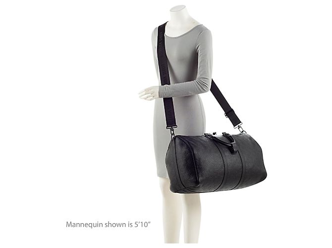 Louis Vuitton Monogram Shadow Keepall Bandouliere 50 Duffle Nero - vista 5