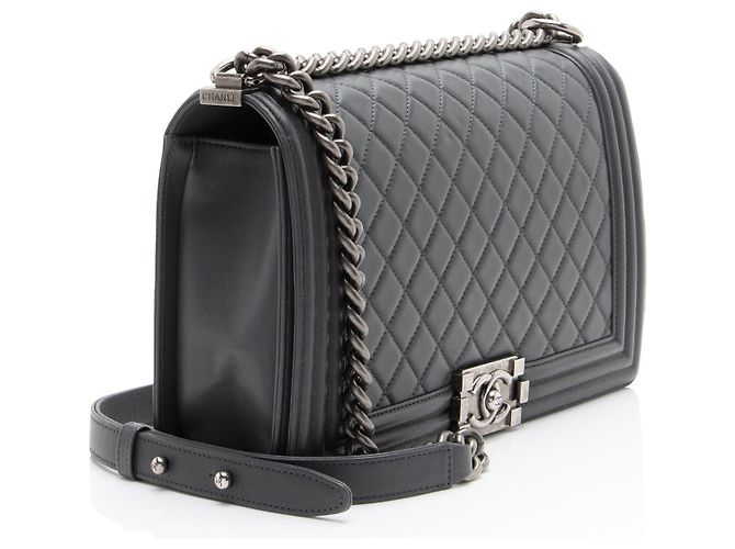 Chanel Boy Bag New Medium aus Lammleder Grau - Ansicht 2