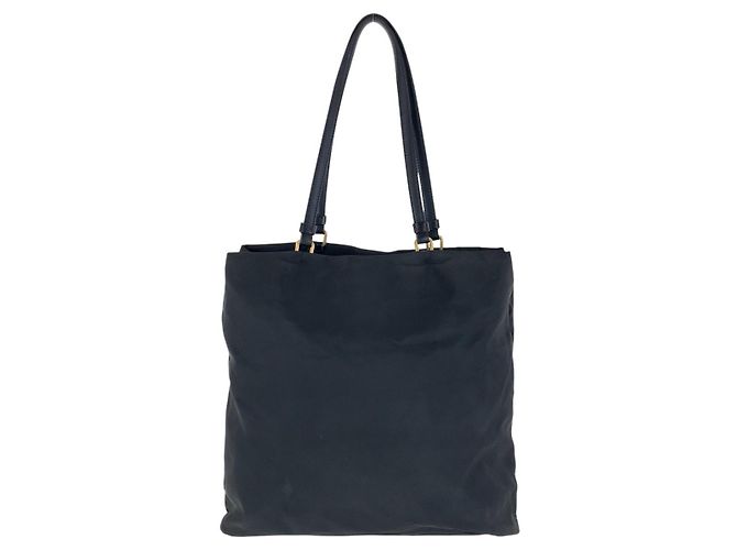Borsa Tote Prada Tessuto con logo triangolare Nero - vista 2