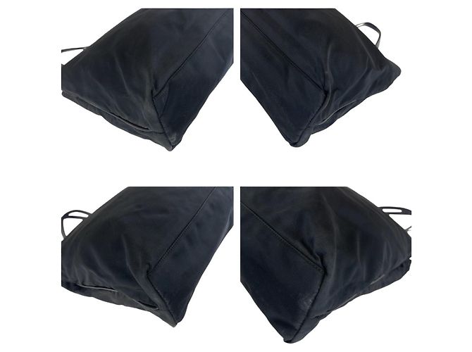 Borsa Tote Prada Tessuto con logo triangolare Nero - vista 3