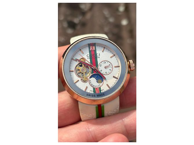 Relógio automático Gucci Pantheaon com fase da lua Branco Vermelho Verde Gold hardware - vista 10