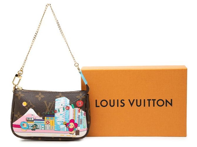 Louis Vuitton Monogram Vivienne Mini Pochette Accessoires Castaño Azul Multicolor - vista 7