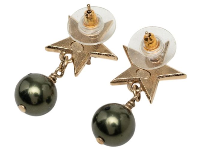 Pendientes Chanel Coco Mark Star Motif Dorado Verde - vista 2