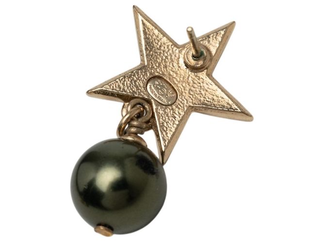 Pendientes Chanel Coco Mark Star Motif Dorado Verde - vista 3