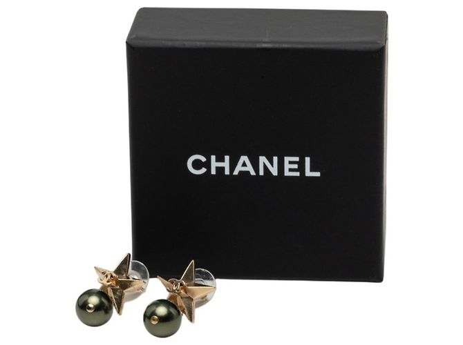 Pendientes Chanel Coco Mark Star Motif Dorado Verde - vista 4