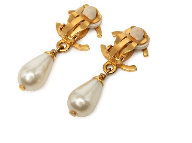 Timeless Orecchini a clip vintage Chanel Coco Mark D'oro - vista 2