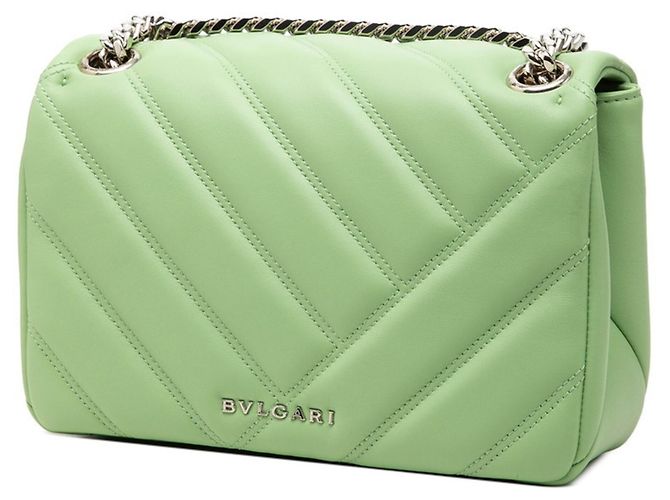 Bulgari Borsa a tracolla con catena Bvlgari Serpenti Cabochon Verde - vista 2