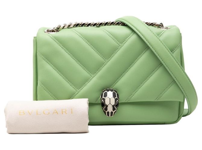 Bulgari Borsa a tracolla con catena Bvlgari Serpenti Cabochon Verde - vista 6