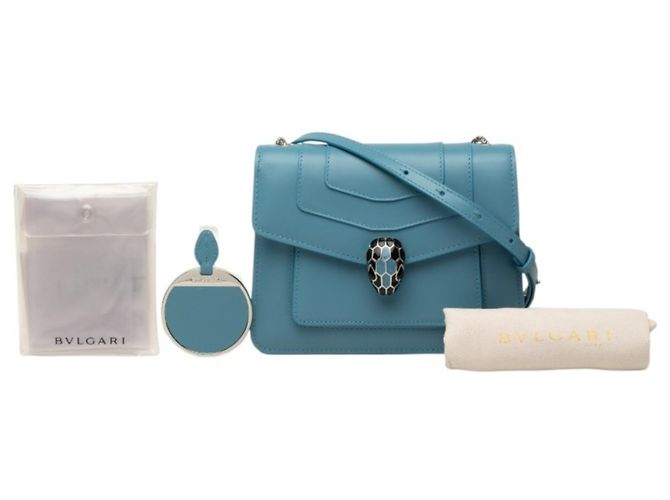 Bulgari Borsa a tracolla con catena Bvlgari Serpenti Forever Blu - vista 6