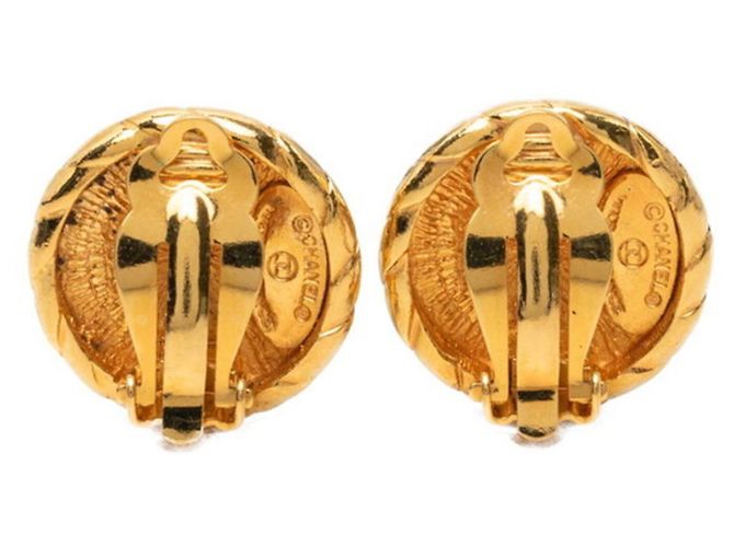 Boucles d'oreilles rondes Chanel Vintage Coco Mark Doré - vue 2