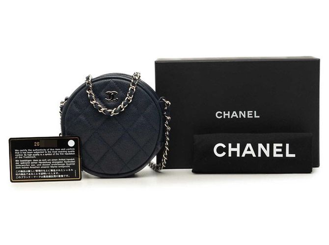 Borsa a tracolla Chanel Matelassé con catena rotonda Blu navy - vista 7