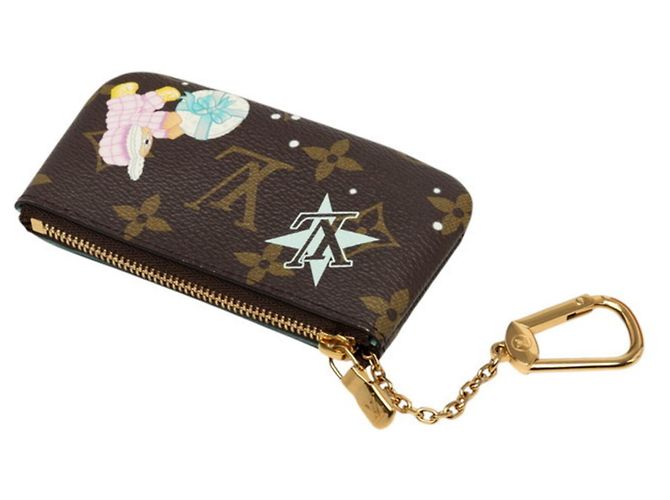 Louis Vuitton Monogram Vivienne Pochette Clé Coin Purse Castaño Azul - vista 4