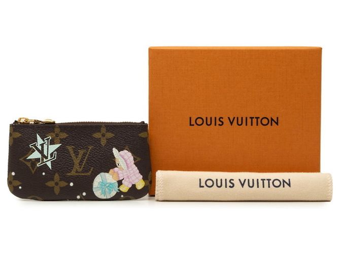 Louis Vuitton Monogram Vivienne Pochette Clé Coin Purse Castaño Azul - vista 8