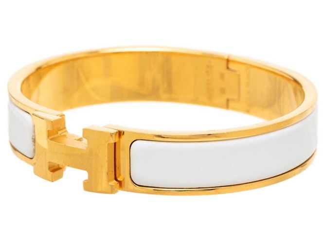 Hermès Bracciale Charm Hermes Click H PM Bianco D'oro - vista 2