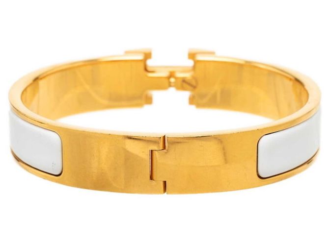 Hermès Bracciale Charm Hermes Click H PM Bianco D'oro - vista 3