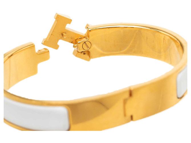 Hermès Bracciale Charm Hermes Click H PM Bianco D'oro - vista 4