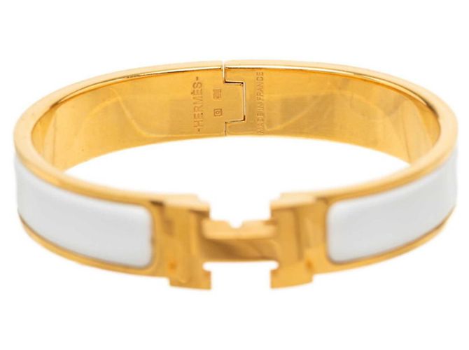 Hermès Bracciale Charm Hermes Click H PM Bianco D'oro - vista 5