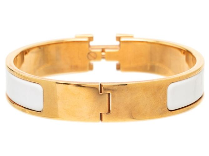 Hermès Bracciale Charm Hermes Click H PM Bianco D'oro - vista 3