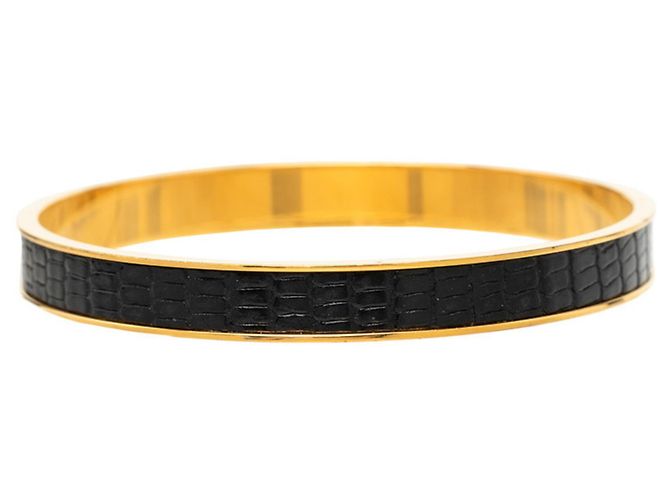 Bracciale Hermès Kelly in pelle nero e oro D'oro - vista 3