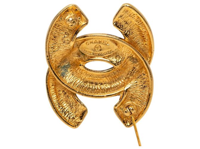 Timeless Spilla Chanel Vintage Matelassé Coco Mark D'oro - vista 3