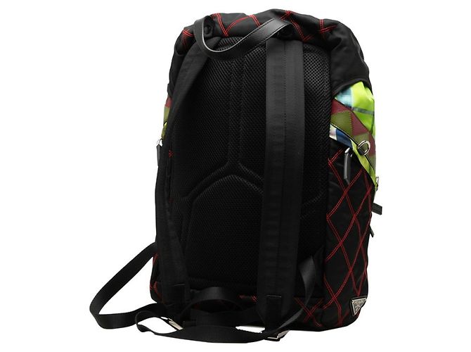 Prada Rucksack mit Dreiecks-Logo-Plakette Schwarz Rot Mehrfarben - Ansicht 2
