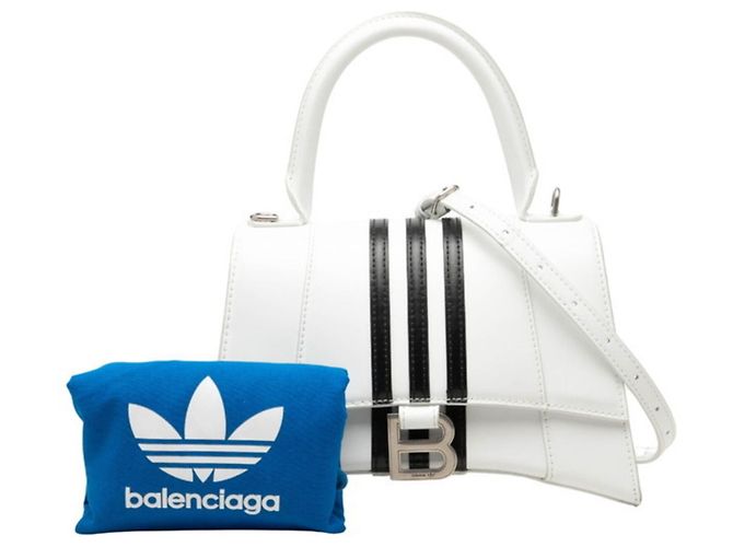 Borsa a mano Balenciaga x adidas Hourglass Small Nero Bianco - vista 6
