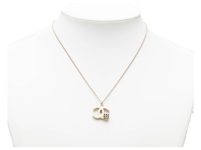 Collana con ciondolo a catena Chanel Coco Mark Argento Bianco - vista 7