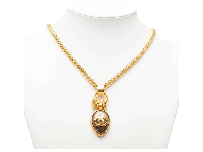 Collana con ciondolo a catena vintage Chanel Coco Mark D'oro - vista 6