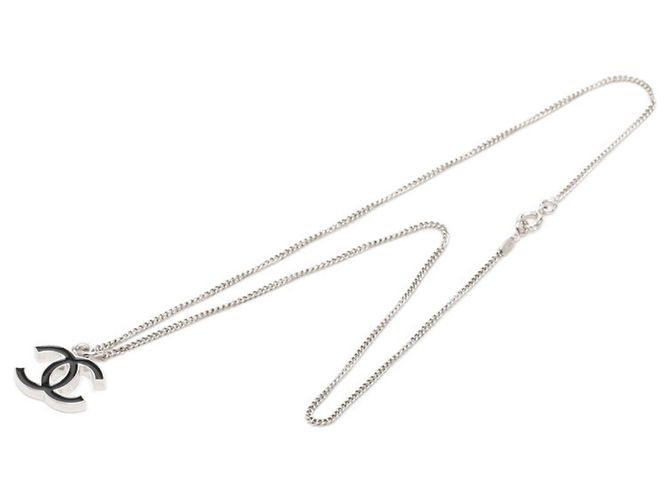Collana con ciondolo a catena Chanel Coco Mark Nero Argento - vista 4