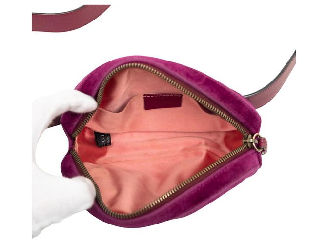 Borsa a tracolla matelassé Gucci GG Marmont Porpora - vista 4