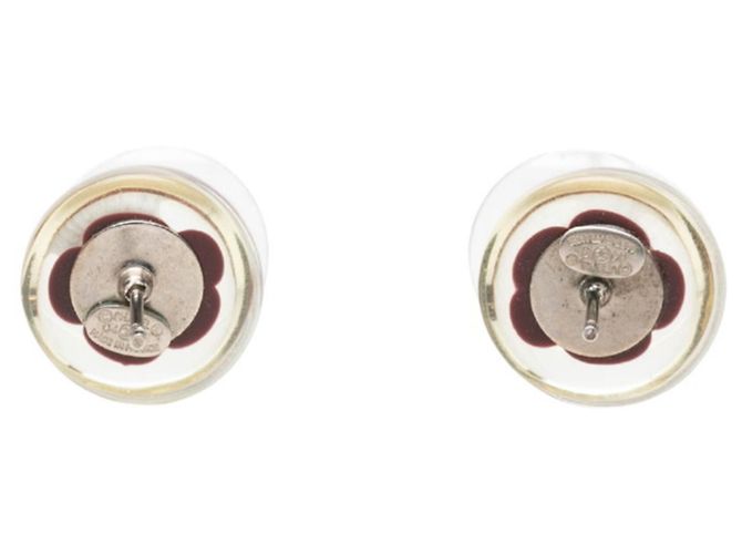 Pendientes de botón redondos Chanel Coco Mark Camellia Plata Roja - vista 2